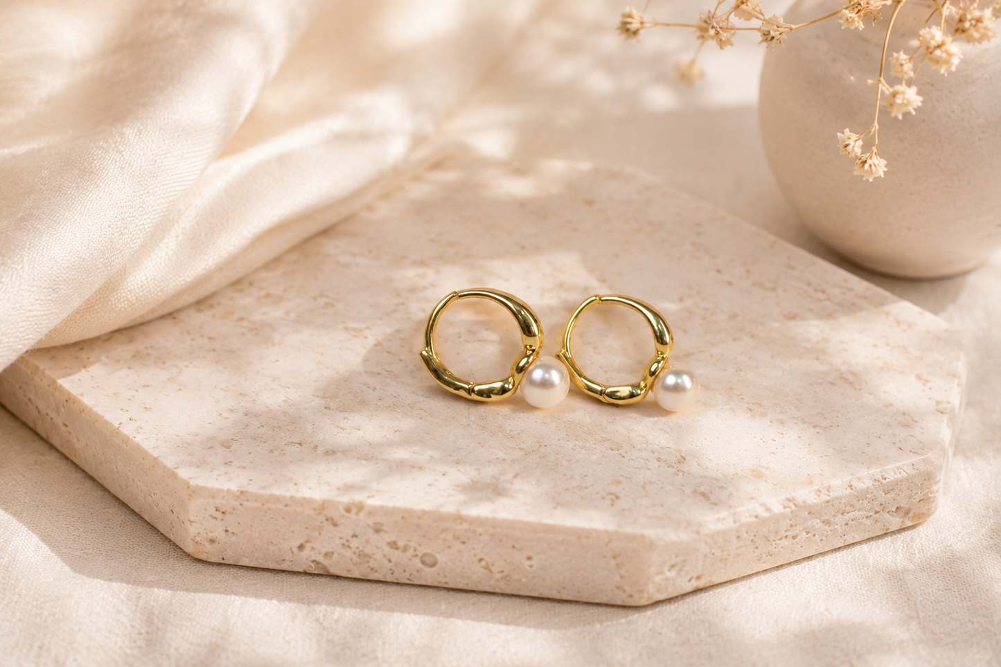 Pearl Huggie Earrings