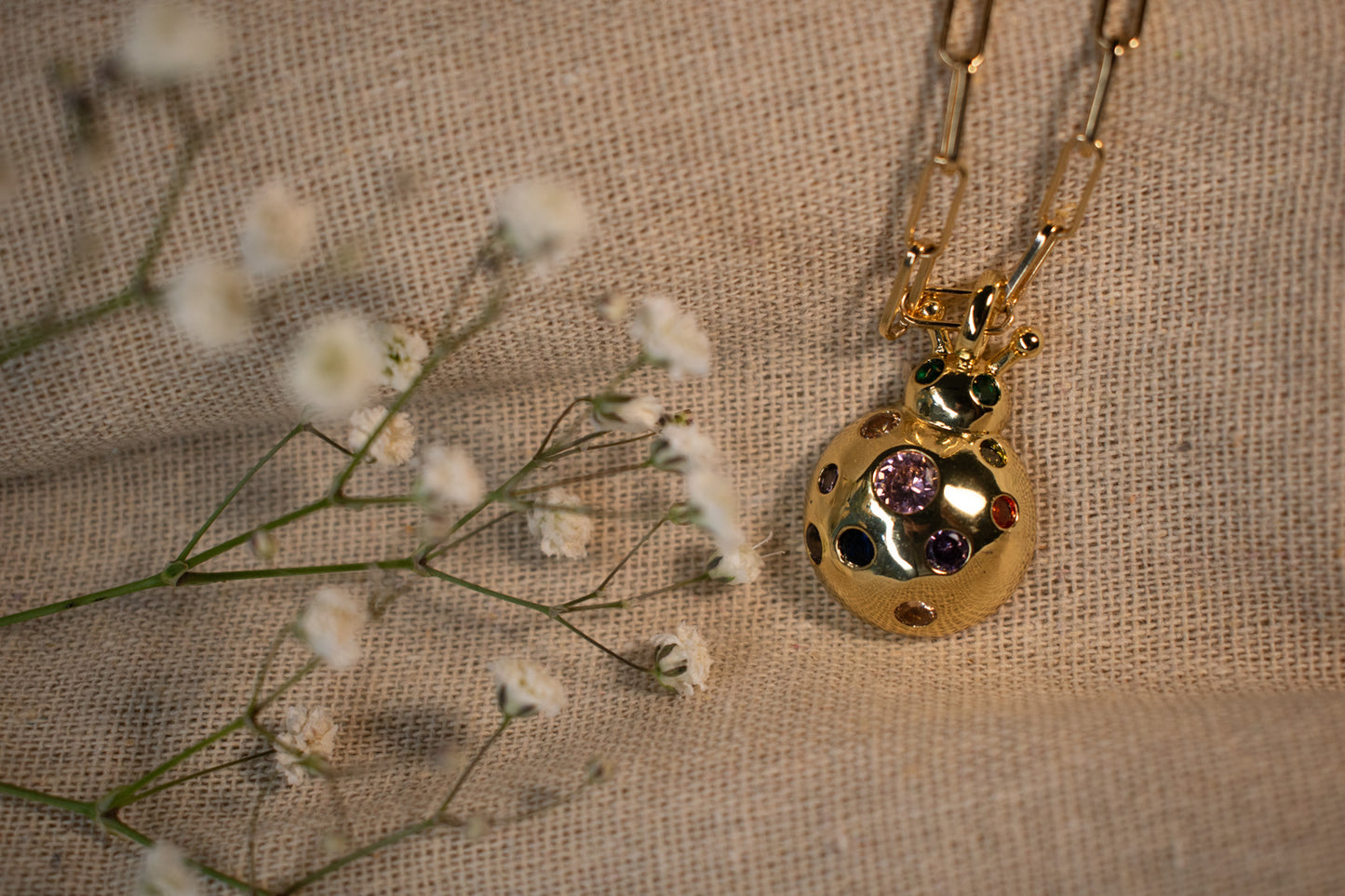 Gold Lady Bug necklace