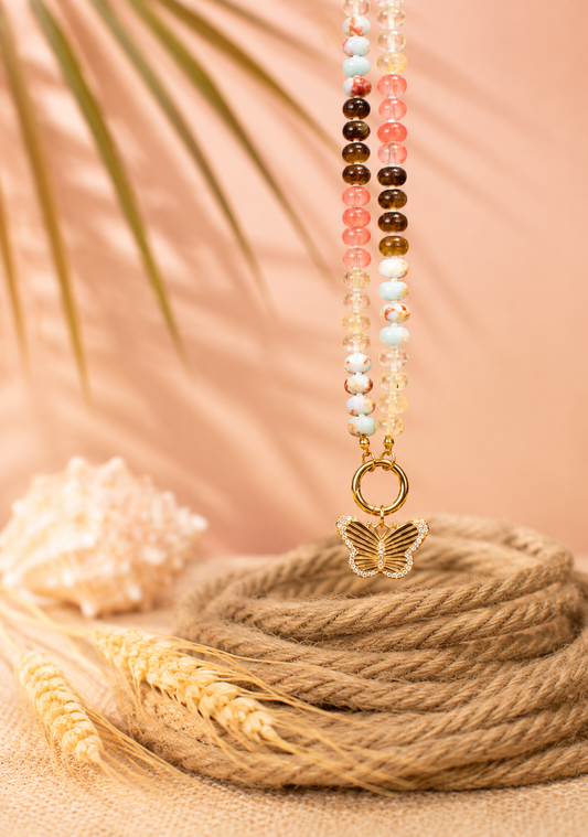 Rondelle Beaded Butterfly Necklace