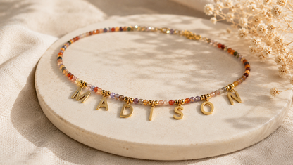 Beaded personalized name necklace