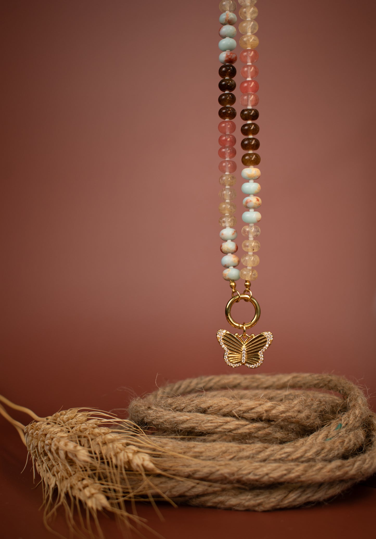 Rondelle Beaded Butterfly Necklace