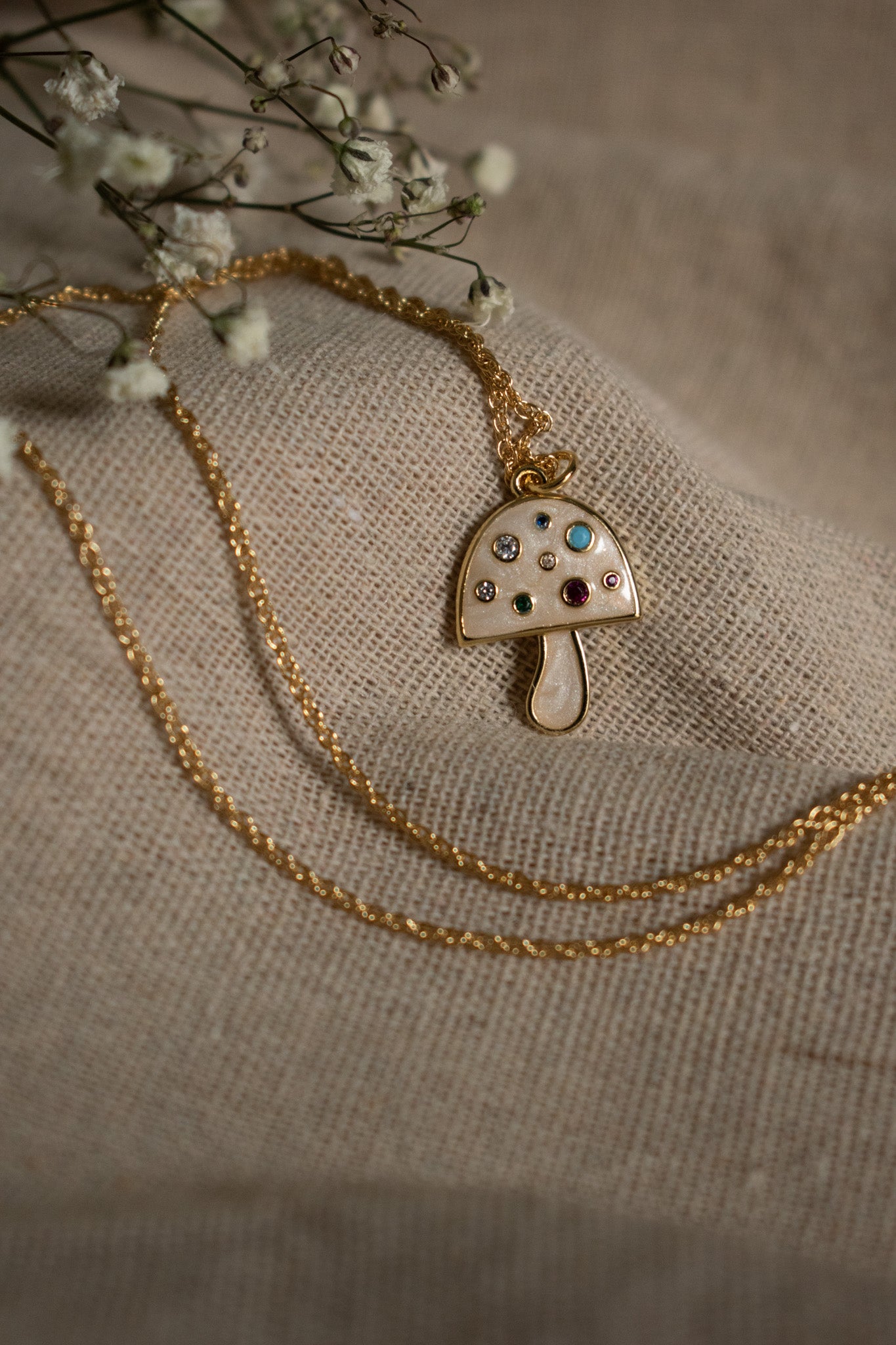White Mushroom Necklace