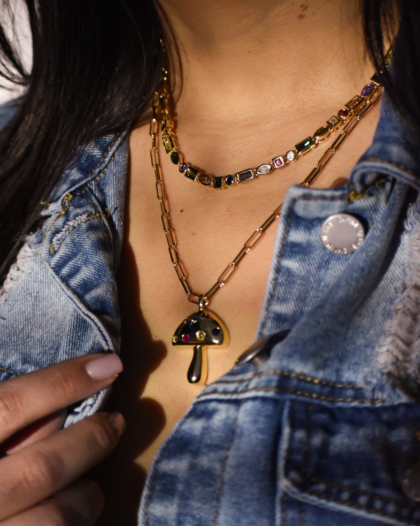 Colorful Gold Mushroom Necklace