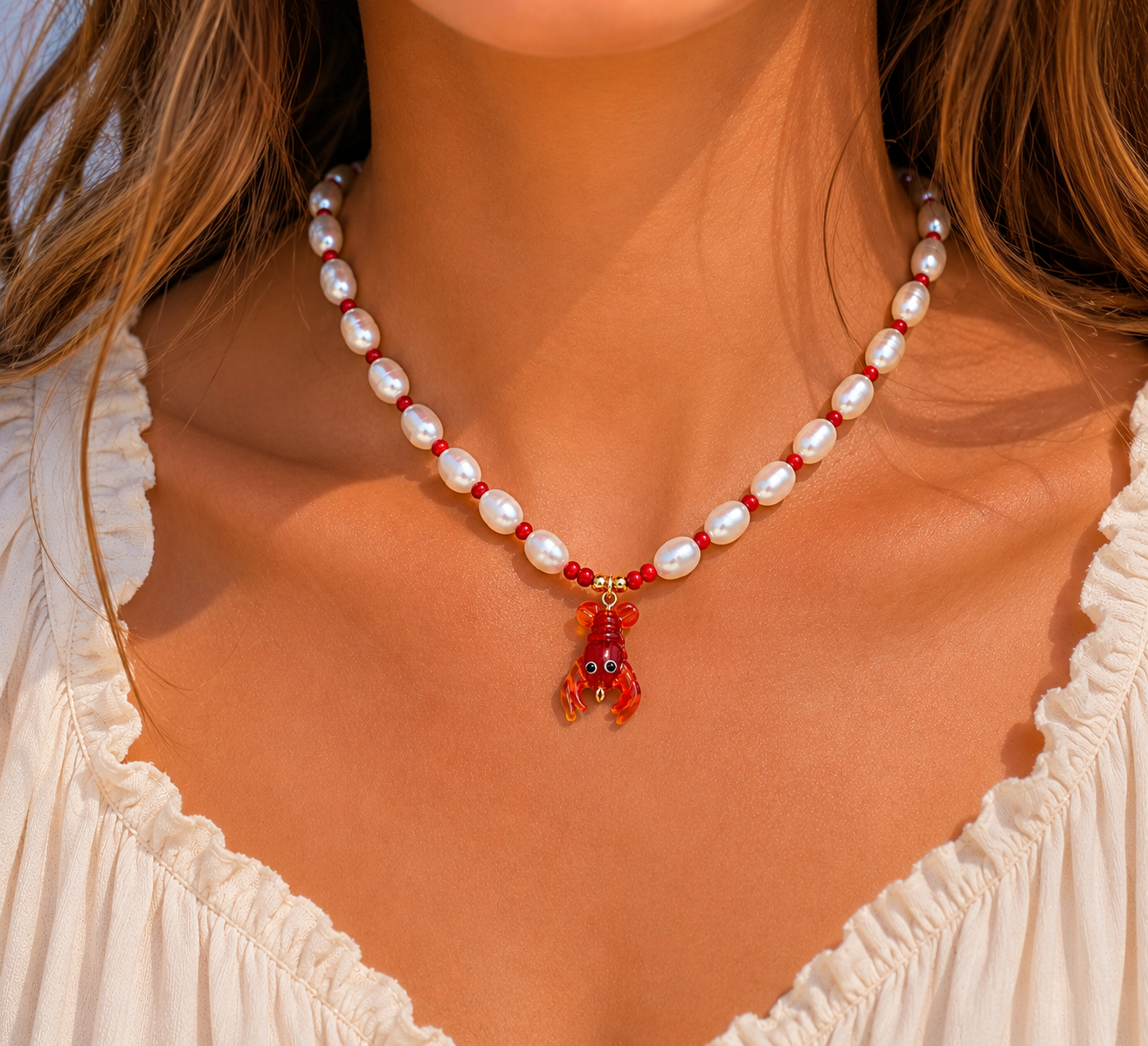 Freshwater Pearl Lobster necklace
