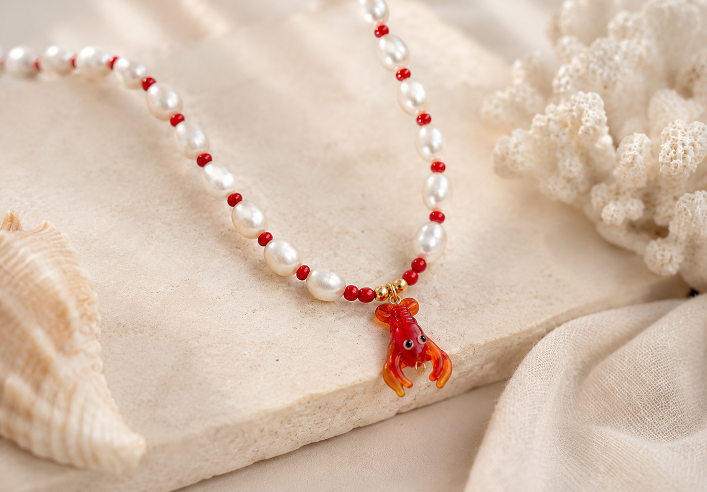 Freshwater Pearl Lobster necklace