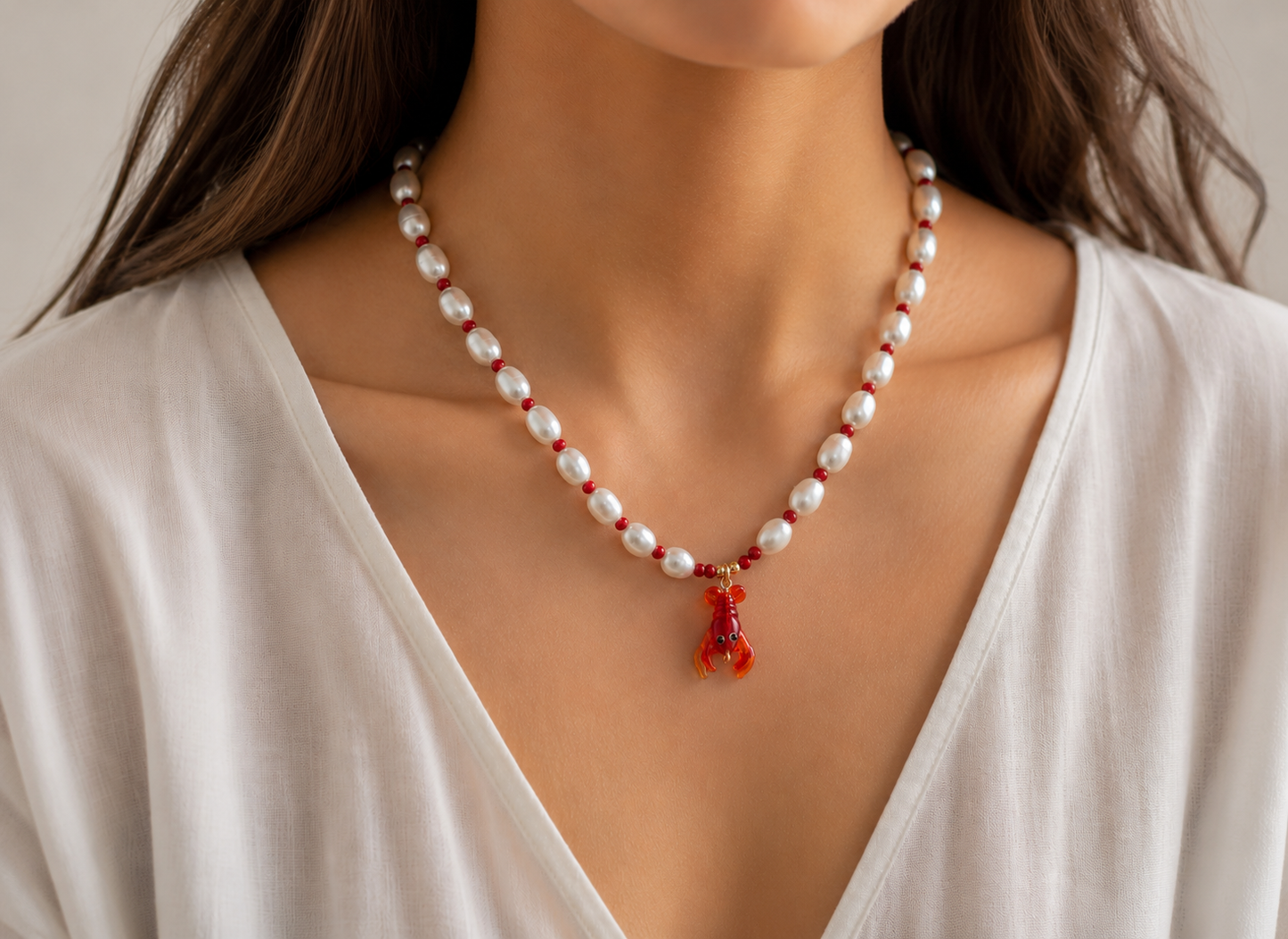 Freshwater Pearl Lobster necklace